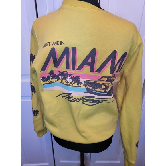 Ford Meet Me in Miami Mustang Sweatshirt XS Retro Streetwear Neon 80s Classic - Picture 7 of 8